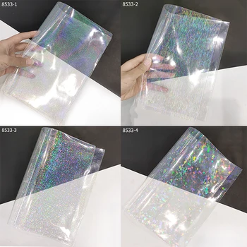 TPÜ läbipaistev holograafiline prindib vinüül faux nahast leht nahkpolster DIY sülearvuti hõlmab vööri kott käsitöö tootmise 0.4 mm