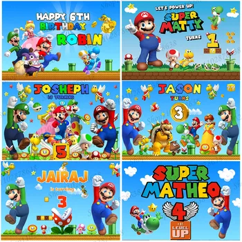 Kohandatud Nimi, Vanus Taustaks Super Marios Bros Teema, Lapsed, Poiss, Lapsed Sünnipäeva Taust Baby Shower Banner Rekvisiidid Decor