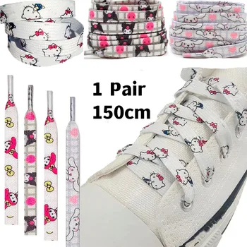 1 Paar Sanrio Kingapaelad, Cartoon Kaneeli, Kuromi Hello Kitty Fashion Korter Kinga Paelad Tarvikud Shoelace 150cm Tüdrukud Kingitused