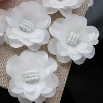 Käsitöö diy teenetemärgi valged lilled plaaster riided pulm ehteid teenetemärgi tarvikud riie kleebised plaaster