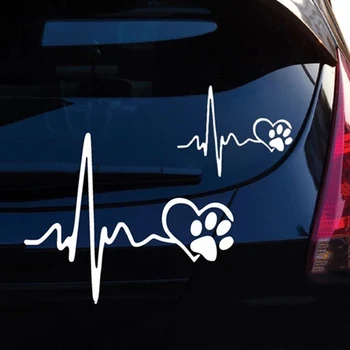 Auto Heartbeat Armastus Koerte Jalajäljed Kleebis Naljakas Auto Kleebised Peegeldav Vinüül Decal Auto Kaunistamiseks Tarvikud 13cm*10cm 1tk