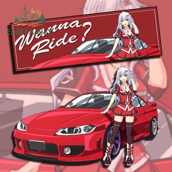 EARLFAMILY 13cm Anime Tüdruk Sõita Auto Kleebised Mootorratta Võidusõidu Tarvikud Vinüül Decal Isiksus Loominguline Veekindel