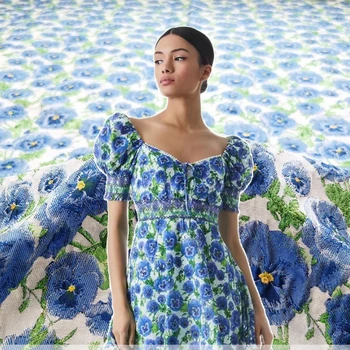 Euroopa ja Ameerika Elegantne Lill Jacquard Kleit Kangast Pehme trentš Mantel Lõng värvitud Kõrge Custom Disainer Riidest Lapiga
