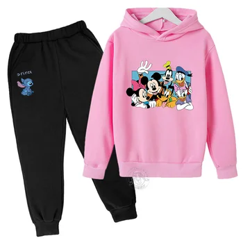 Disney Klassikaline Mickey ja Minnie Loov Print 3-14 Aastat Vana Tüdrukud Sobiks Street Fashion Kampsun + Püksid, Kaks-töö Harajuku Tüdruk