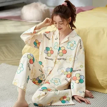 Ja Püksid Tükki Lahti Sügisel Pidžaama Kampsun, Elegantne Ümbris Sleepwear Kevadel Komplekti Naiste Pikk Naiste Komplekt Pijama 2